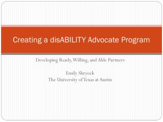 Creating a disABILITY Advocate Program