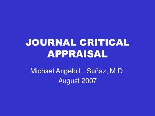 JOURNAL CRITICAL APPRAISAL