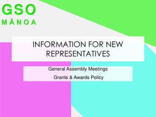 Information for New Representatives