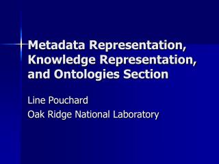 Metadata Representation, Knowledge Representation, and Ontologies Section
