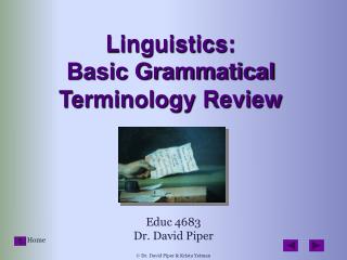 Linguistics: Basic Grammatical Terminology Review