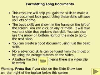 Formatting Long Documents