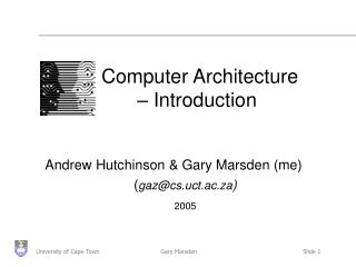 Computer Architecture 	– Introduction
