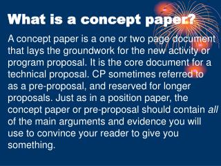 What is a concept paper?