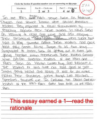This essay earned a 1—read the rationale