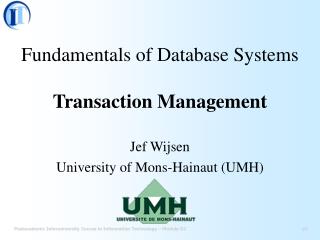 Fundamentals of Database Systems Transaction Management