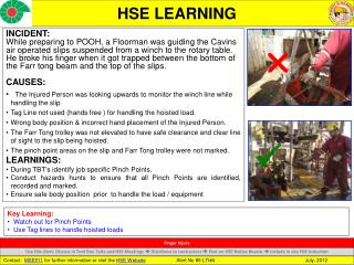 INCIDENT: While preparing to POOH, a Floorman was guiding the Cavins