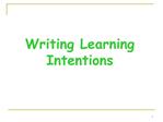 Writing Learning Intentions