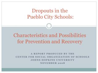 A Report produced by the Center for social organization of Schools Johns Hopkins University