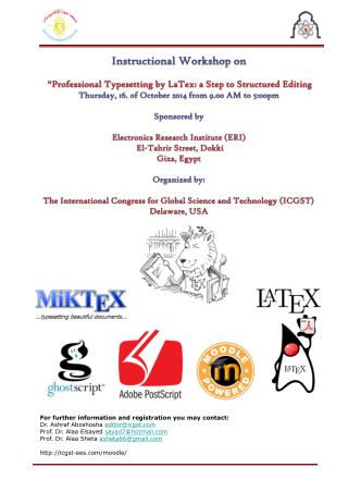 Instructional Workshop on “ Professional Typesetting by LaTex: a Step to Structured Editing