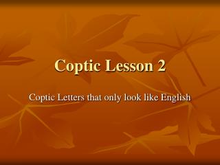 Coptic Lesson 2