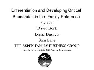 Differentiation and Developing Critical Boundaries in the Family Enterprise