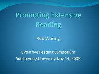 Promoting Extensive Reading