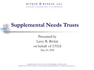 Supplemental Needs Trusts