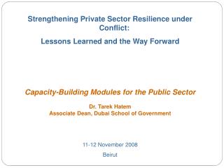 Strengthening Private Sector Resilience under Conflict: Lessons Learned and the Way Forward