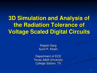 3D Simulation and Analysis of the Radiation Tolerance of Voltage Scaled Digital Circuits