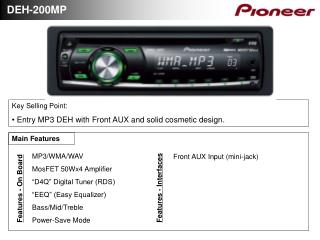 MP3/WMA/WAV MosFET 50Wx4 Amplifier “D4Q” Digital Tuner (RDS) “EEQ” (Easy Equalizer)