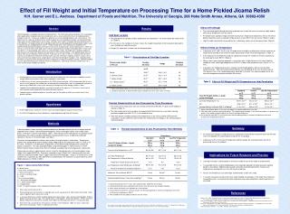 Effect of Fill Weight and Initial Temperature on Processing Time for a Home Pickled Jicama Relish
