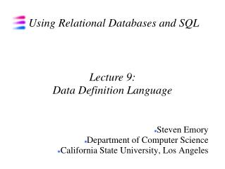 Using Relational Databases and SQL