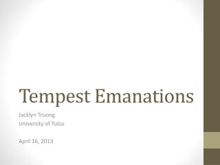 Tempest Emanations