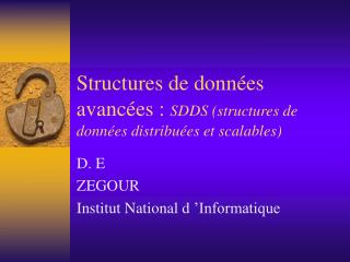 Structures de données avancées : SDDS (structures de données distribuées et scalables)