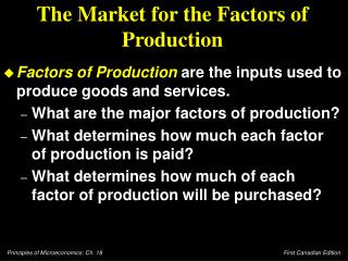 The Market for the Factors of Production