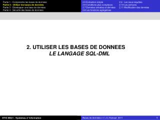 2. UTILISER LES BASES DE DONNEES LE LANGAGE SQL-DML