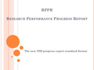 RPPR Research Performance Progress Report