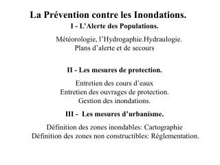 La Prévention contre les Inondations.