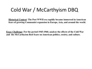 Cold War / McCarthyism DBQ