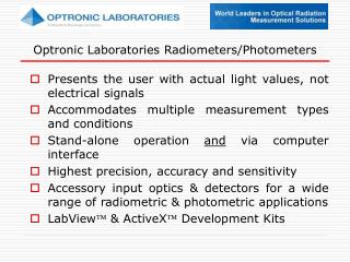 Optronic Laboratories Radiometers/Photometers