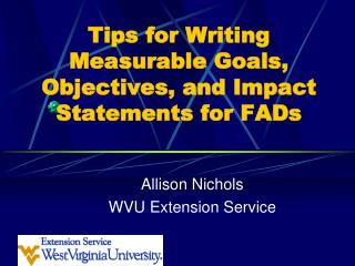 Tips for Writing Measurable Goals, Objectives, and Impact Statements for FADs