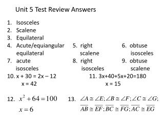 Unit 5 Test Review Answers