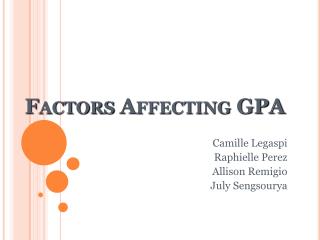 Factors Affecting GPA