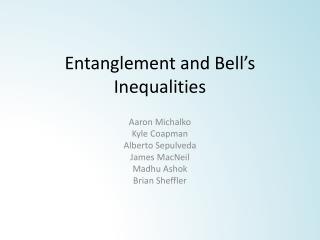 Entanglement and Bell’s Inequalities