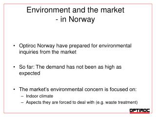 Environment and the market - in Norway