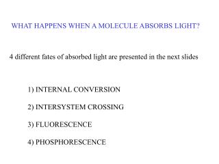 WHAT HAPPENS WHEN A MOLECULE ABSORBS LIGHT?