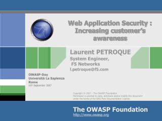 Web Application Security : Increasing customer’s awareness