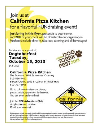 Fundraiser in support of Dogtoberfest Tuesday, October 15, 2013 (All Day)