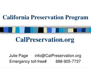 California Preservation Program