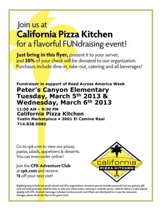 California Pizza Kitchen Tustin Marketplace • 3001 El Camino Real 714.838.5083