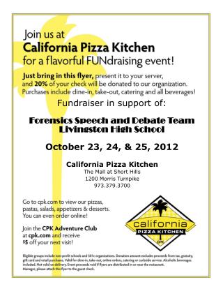 California Pizza Kitchen The Mall at Short Hills 1200 Morris Turnpike 973.379.3700