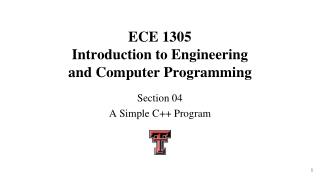 ECE 1305 Introduction to Engineering and Computer Programming