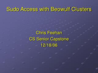 Sudo Access with Beowulf Clusters