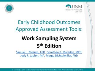 Early Childhood Outcomes Approved Assessment Tools: