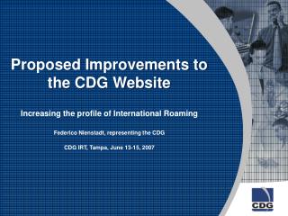 Proposed Improvements to the CDG Website