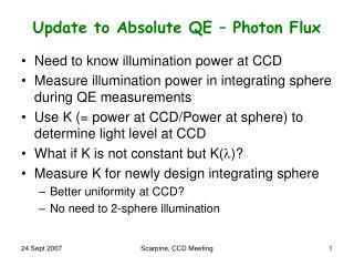 Update to Absolute QE – Photon Flux