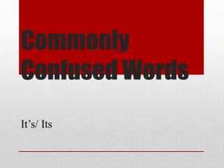 Commonly Confused Words