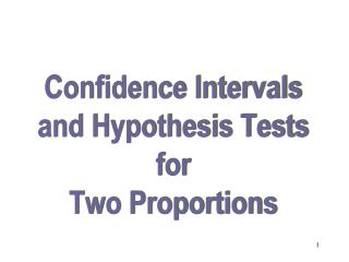 Confidence Intervals and Hypothesis Tests for Two Proportions