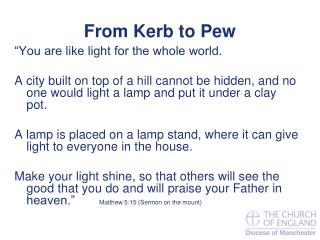 From Kerb to Pew
